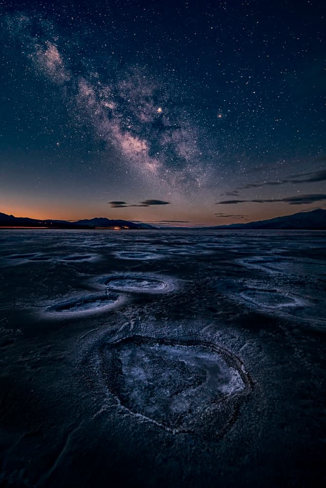 Milky Way Over Frozen Patterns by Lydia Jacobs — canvas wall art