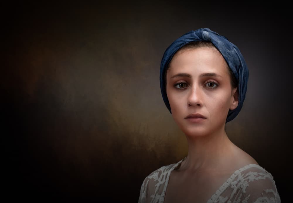 Woman In Blue Turban by Luc Stalmans — canvas wall art