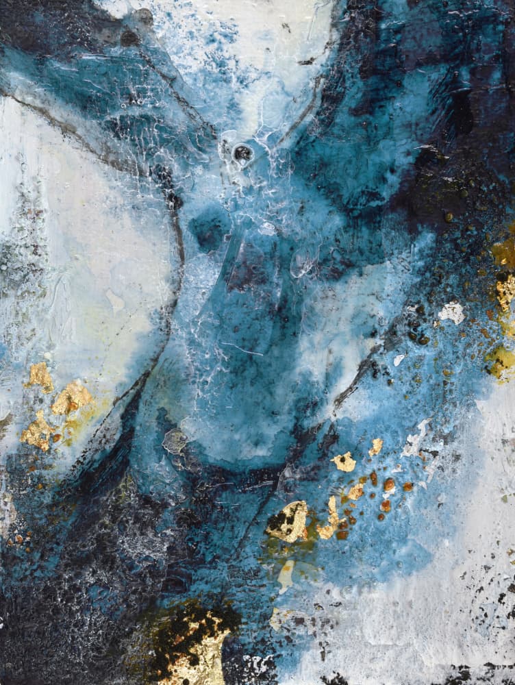 Deep Blue Gold Abstract by Deb Chaney — canvas wall art