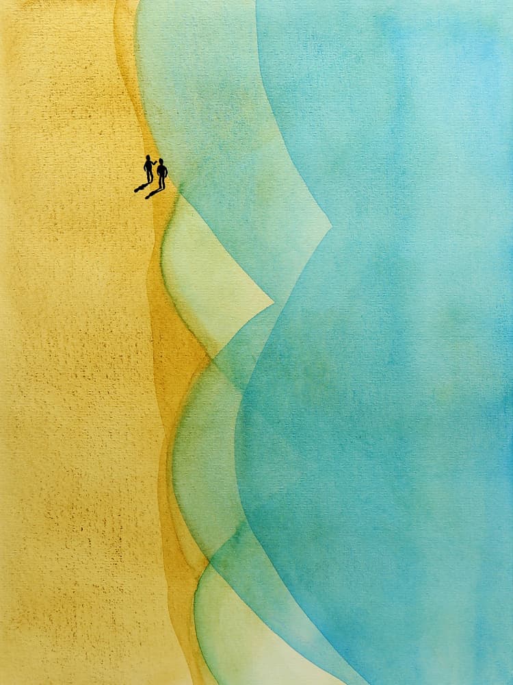 Serene Beach Walk by Natalie Bruns — canvas wall art