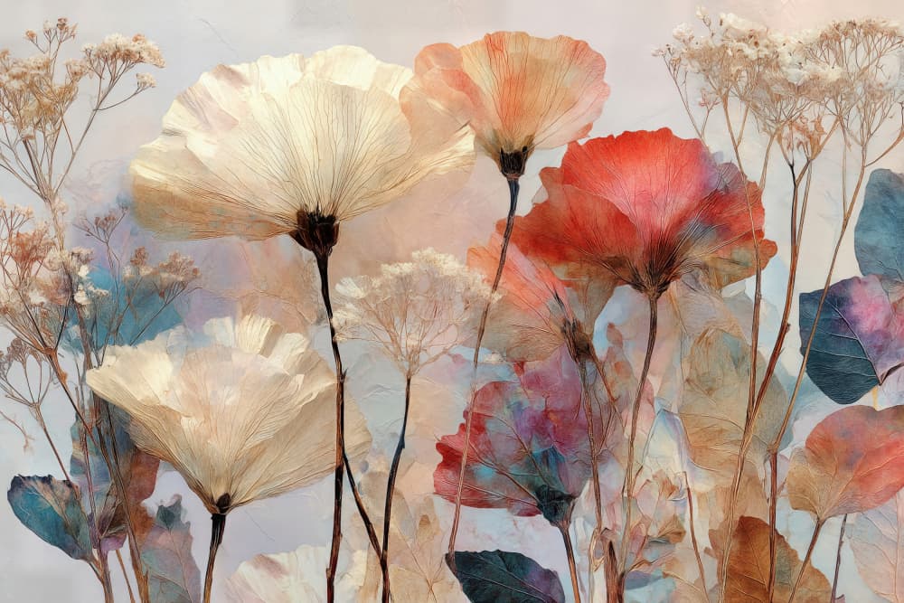 Ethereal Pastel Poppies by CATS AND DOTZ — canvas wall art