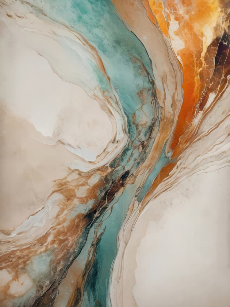 Teal Orange Abstract Flow by Alpenglow Workshop — canvas wall art