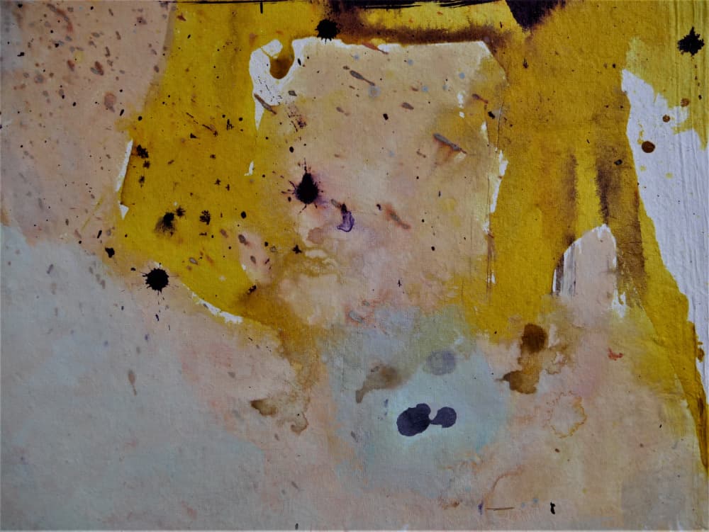 Golden Ochre Abstract Wash by Doris Schmitz — canvas wall art