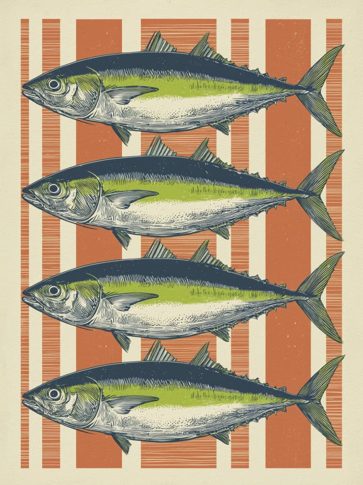 Four Tuna Fish by Andreas Magnusson — canvas wall art