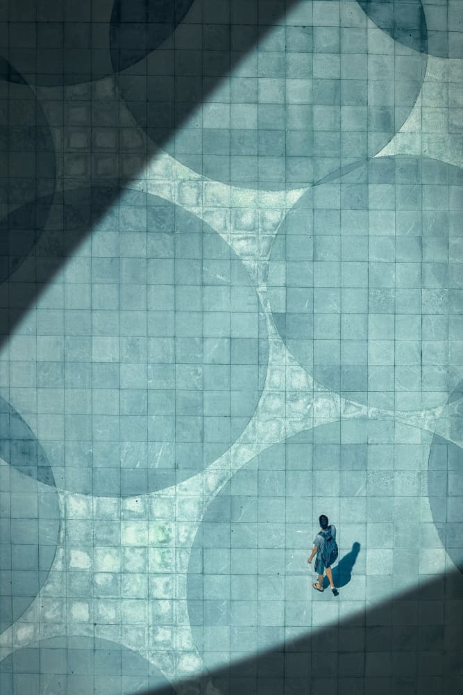 Geometric Blue Solitude by MingLun Tsai (蔡明倫) — canvas wall art