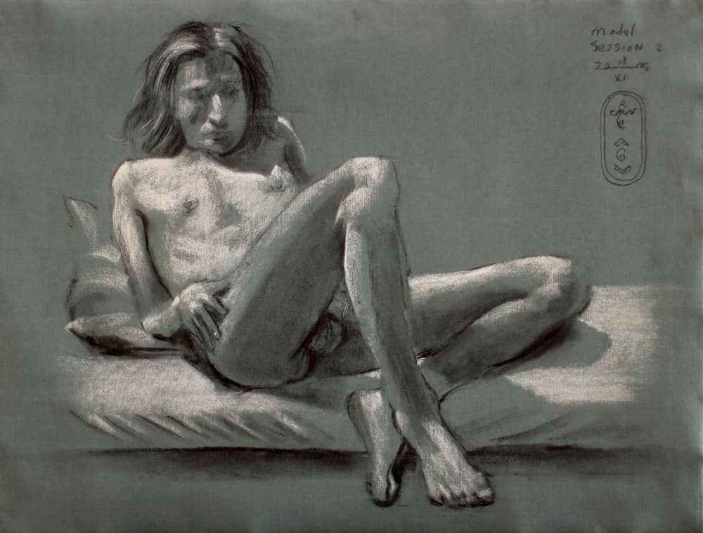 Reclining Male Figure Study by Corné Akkers — canvas wall art