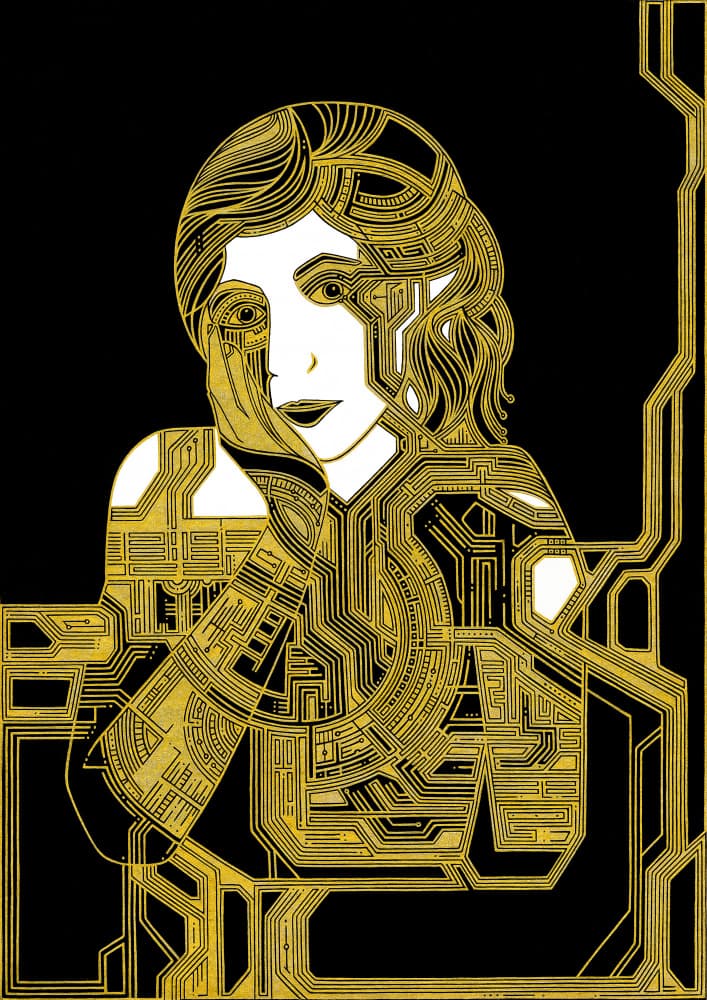 Golden Circuit Woman by Iona Gilburt — canvas wall art