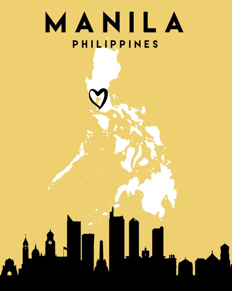Manila Philippines Map Skyline by Emiliano Deificus — canvas wall art