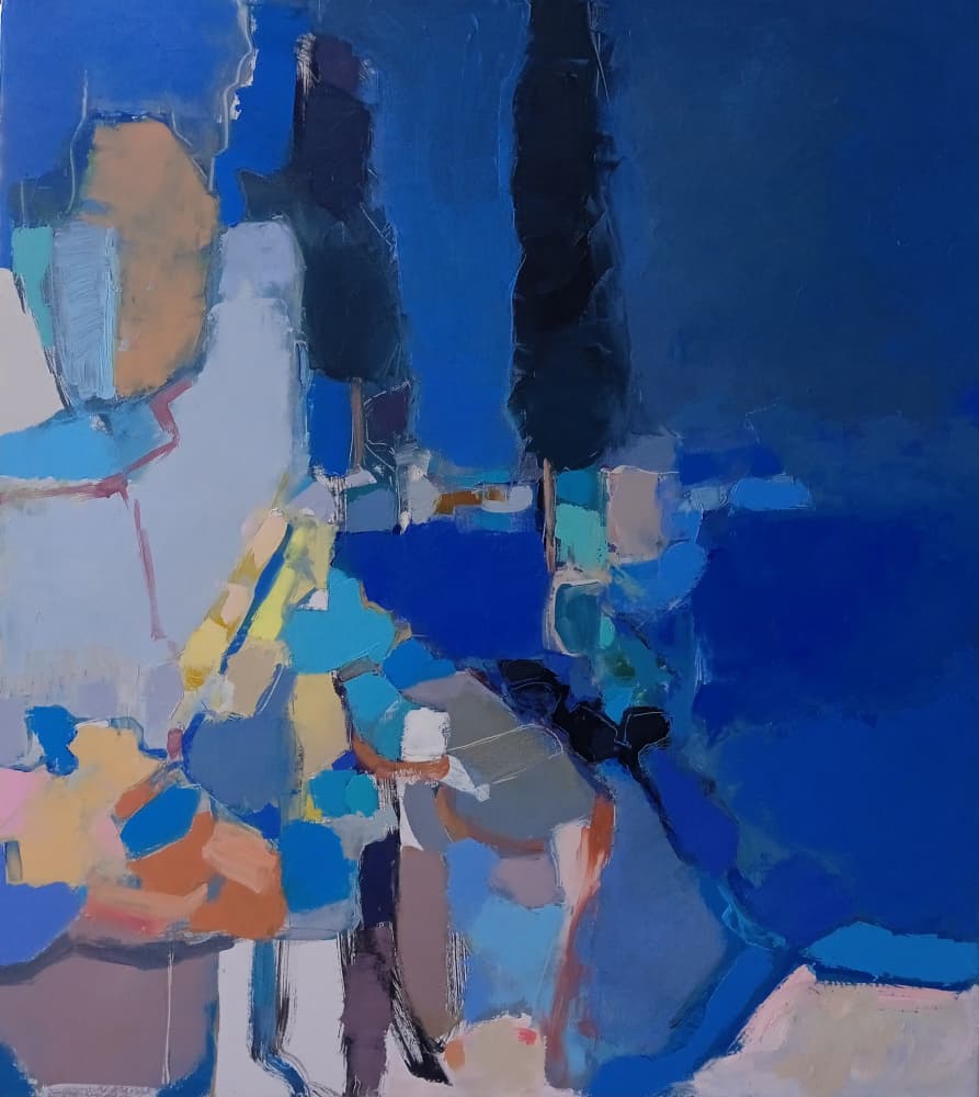 Calm Blue Abstraction by Elena Shraibman — canvas wall art