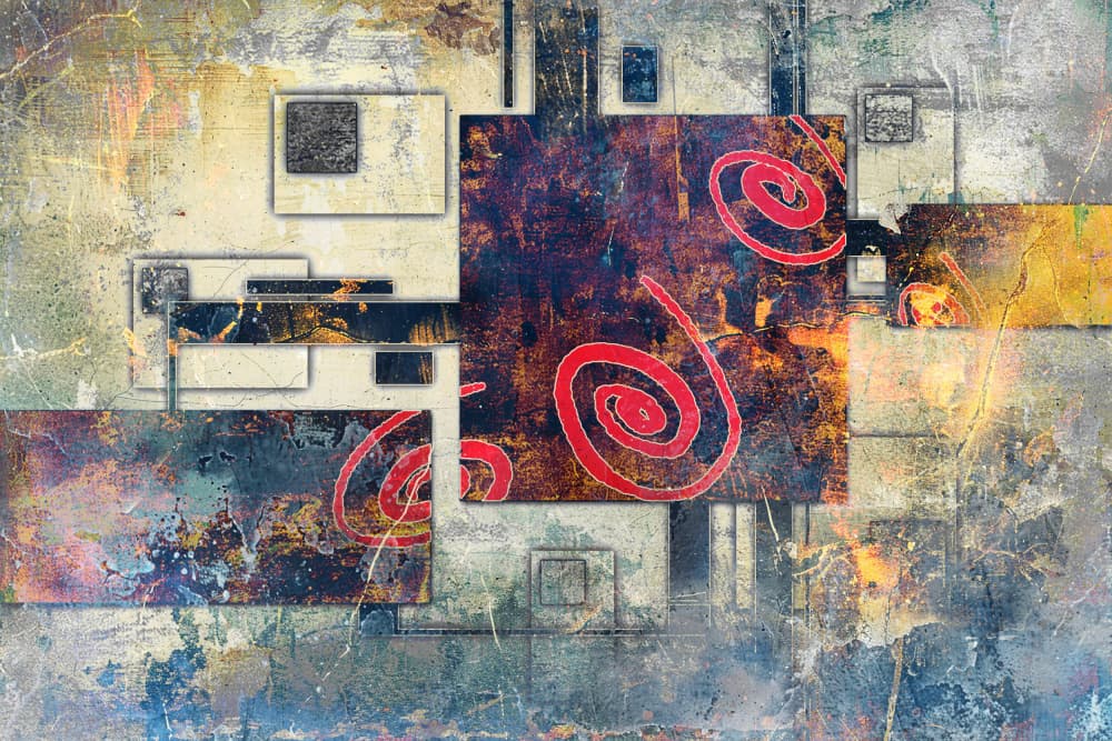 Abstract Red Spirals by Rafal Kulik — canvas wall art