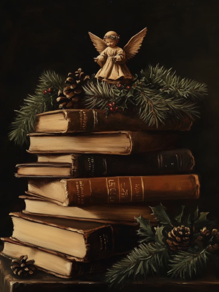 Christmas Angel Books by Jolly and Dash — canvas wall art