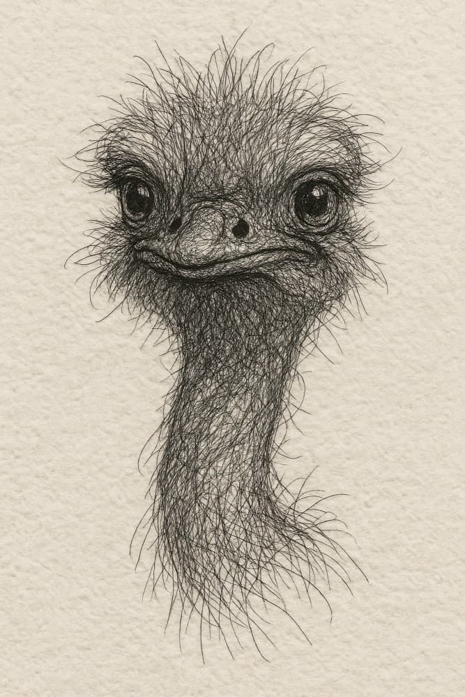 Friendly Emu Sketch by Natalie Bruns — canvas wall art