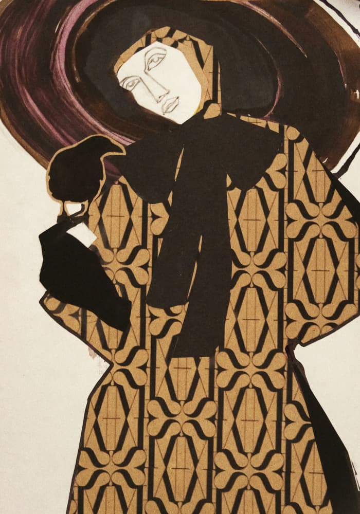 Woman with Bird by Doris Schmitz — canvas wall art