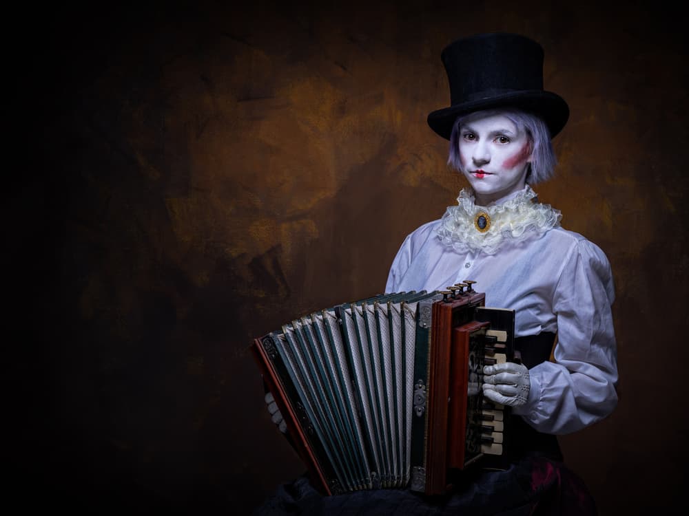 Melancholy Accordion Player by Luc Stalmans — canvas wall art