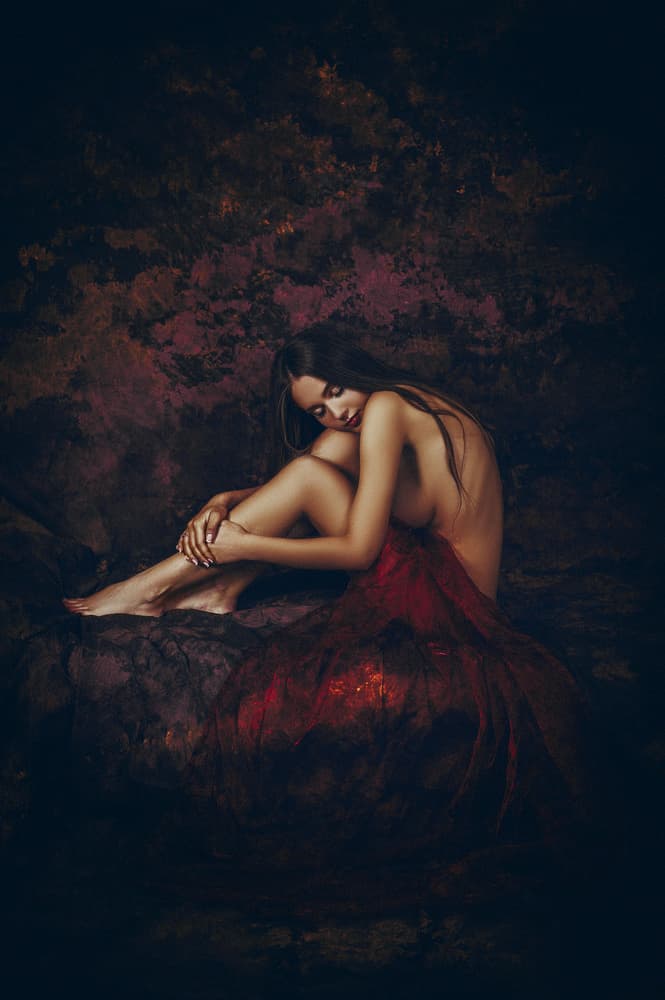 Elegant Red Woman by Ruslan Bolgov — canvas wall art