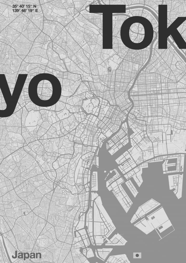 Modern Tokyo City Map by Florent Bodart — canvas wall art