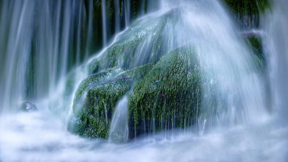 Serene Mossy Waterfall by Burger Jochen — canvas wall art