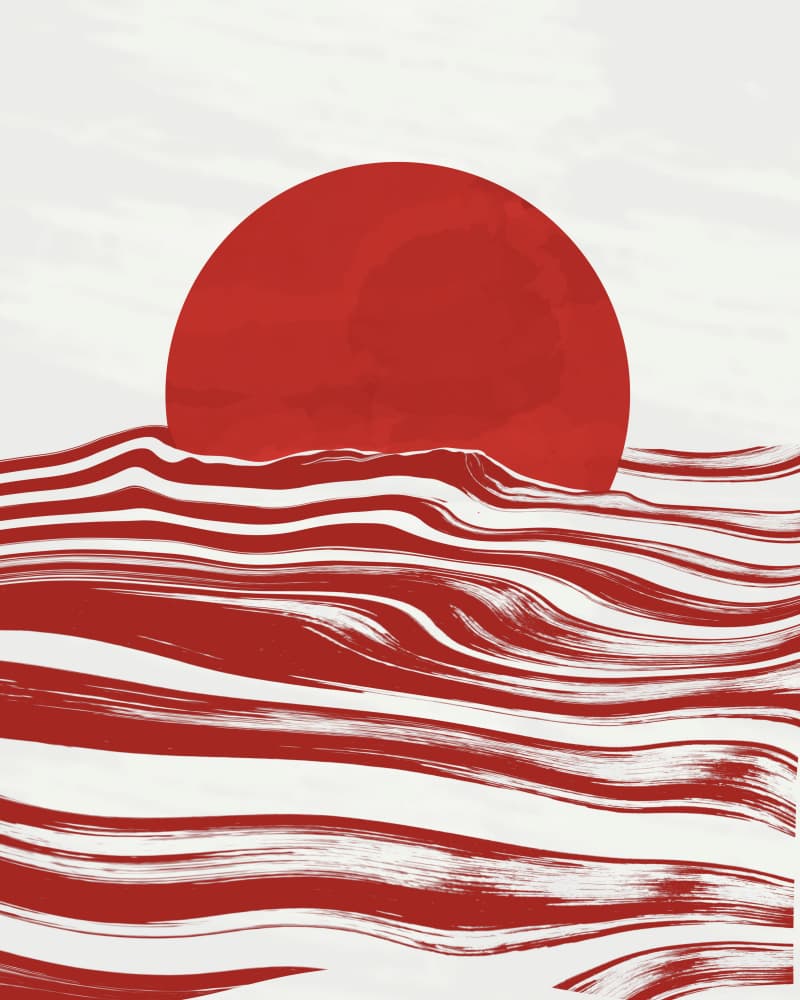 Crimson Sun Waves by Sannel Larson — canvas wall art