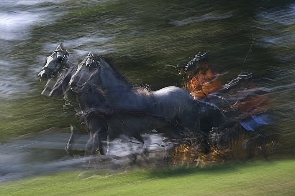 Blurred Racing Horses by Milan Malovrh — canvas wall art