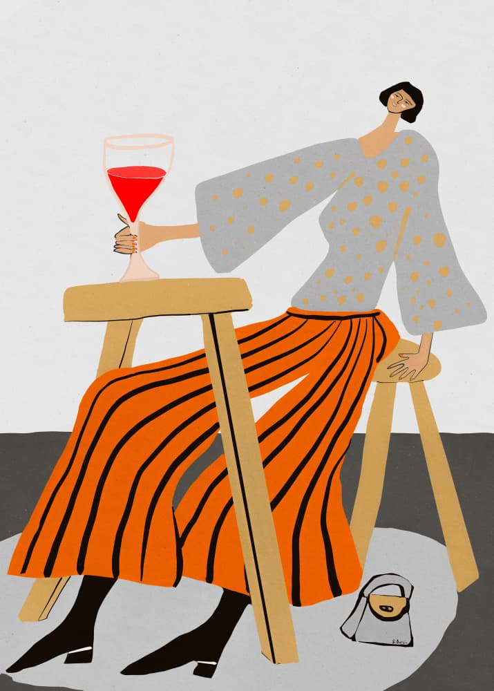 Modern Woman With Wine by Sharyn Bursic — canvas wall art