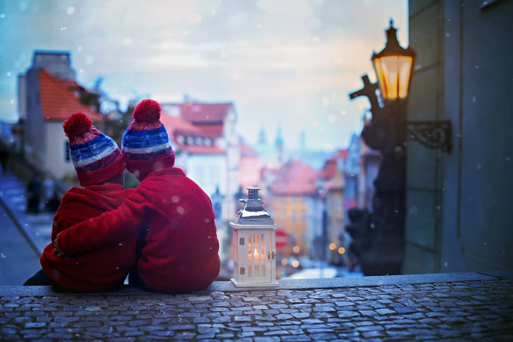 Cozy Winter City Children by Tatyana Tomsickova — canvas wall art