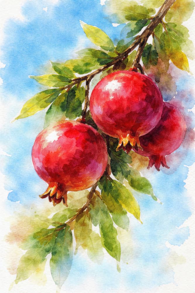 Vibrant Pomegranates Painting by Natalie Bruns — canvas wall art