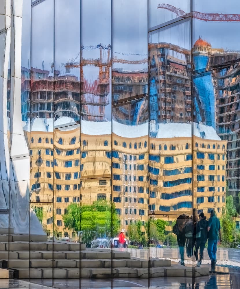 Distorted City Reflections by Wayne Pearson — canvas wall art