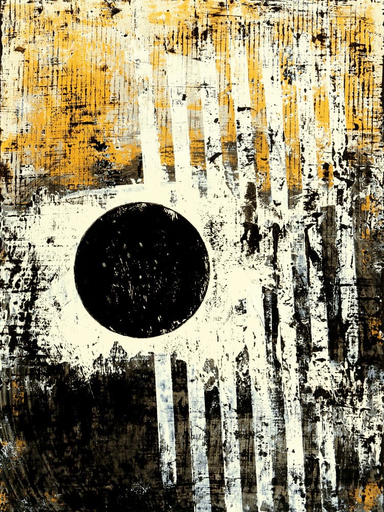 Textured Black Circle Stripes by Petr Strnad — canvas wall art