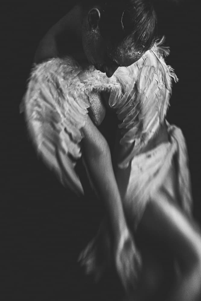 Bowed Angel Wings by Bogdan Bouşcă — canvas wall art