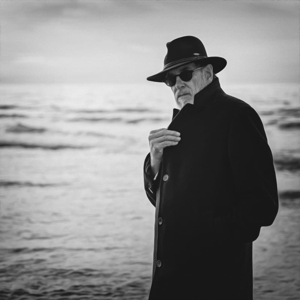 Mysterious Man By Sea by Roswitha Schleicher-Schwarz — canvas wall art