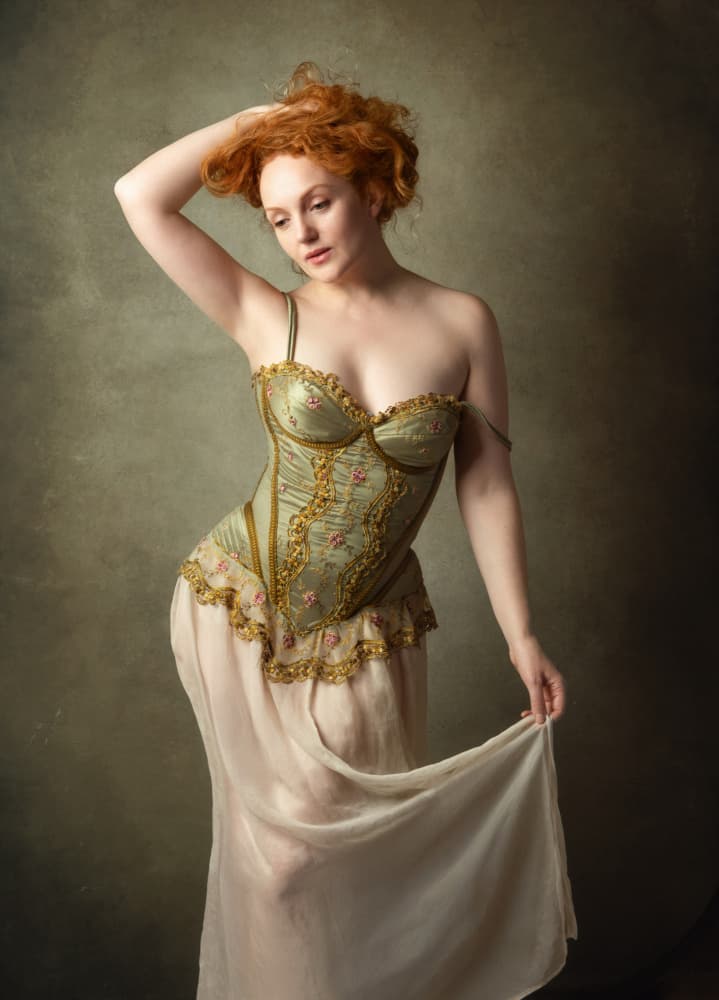 Elegant Redhead Corset Portrait by Catherine Wang — canvas wall art