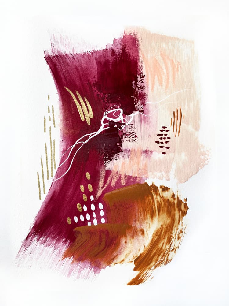 Burgundy Peach Gold Abstract by Alyson Storms — canvas wall art