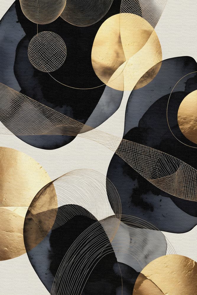 Golden Indigo Flow by Miguel Bruzual — canvas wall art