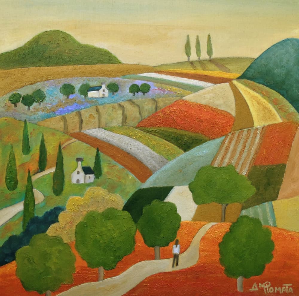 Colorful Tuscan Landscape by Angeles M. Pomata — canvas wall art