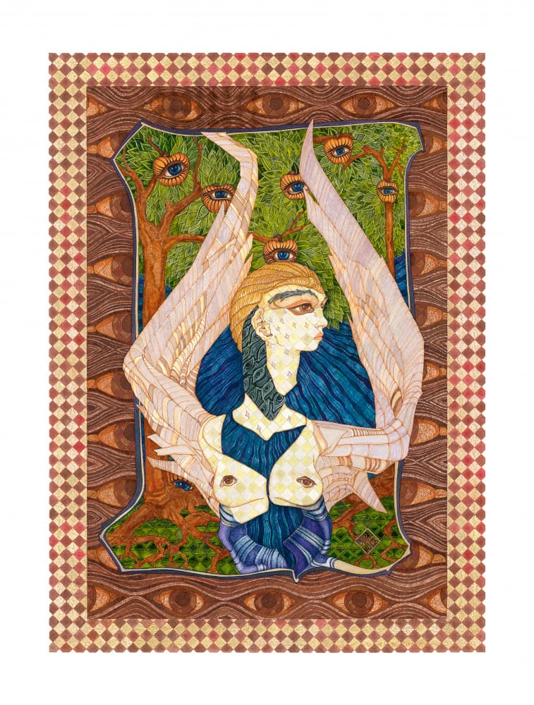 Mystical Winged Figure by Dobri Gjurkov — canvas wall art