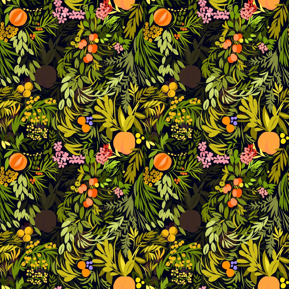 Lush Botanical Fruit Pattern by Josie George — canvas wall art
