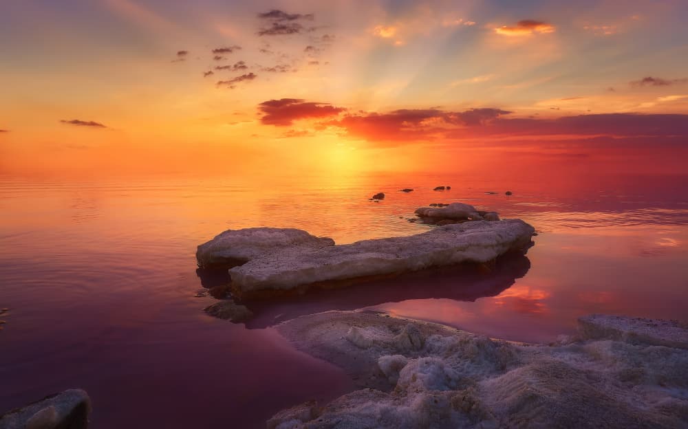 Pink Lake Sunset by Helena GARCIA HUERTAS — canvas wall art