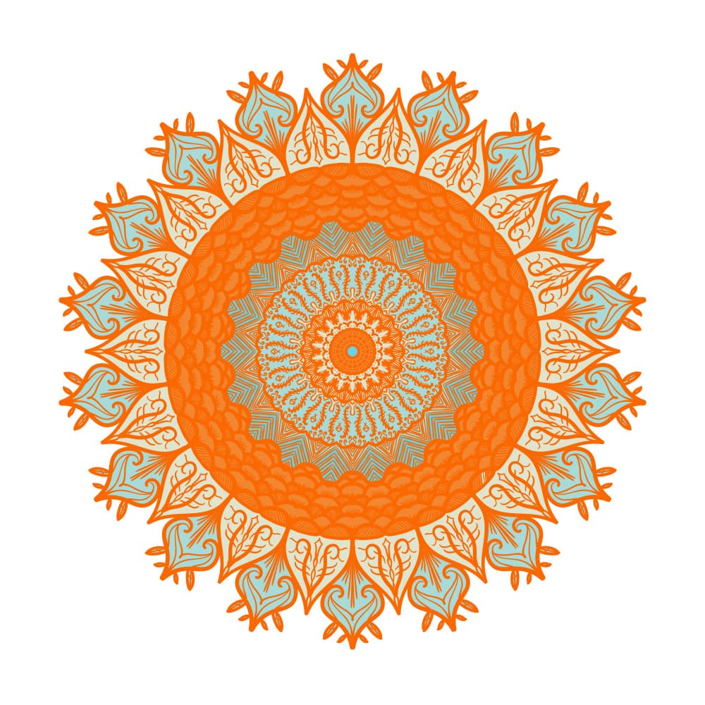 Ornate Orange Teal Mandala by Marika Barsrsind β canvas wall art
