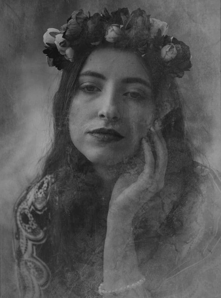 Ethereal Flower Crown Portrait by Ewa Całkosińska-Kajzer — canvas wall art