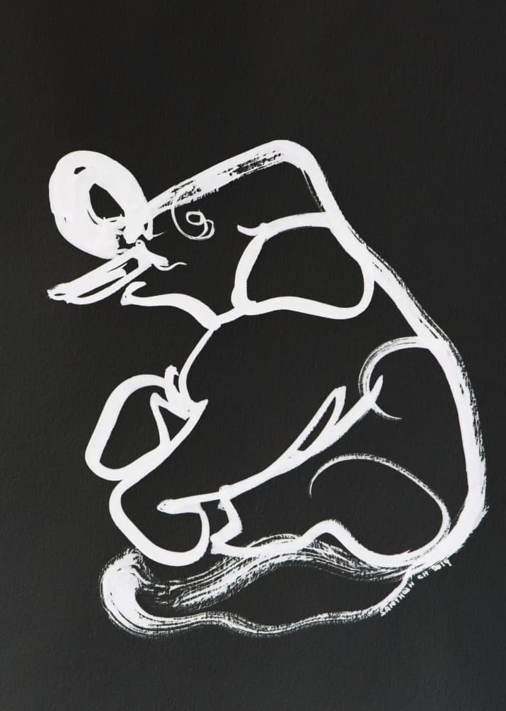 Elegant Elephant Outline by Santhosh ch — canvas wall art