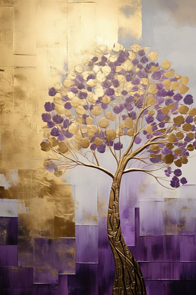 Abstract Golden Tree by Bilge Paksoylu — canvas wall art