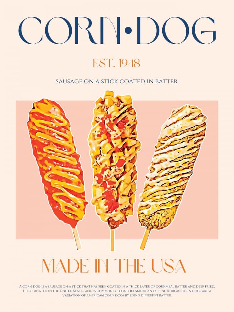 Vibrant Corn Dogs by Nazma Khokhar — canvas wall art