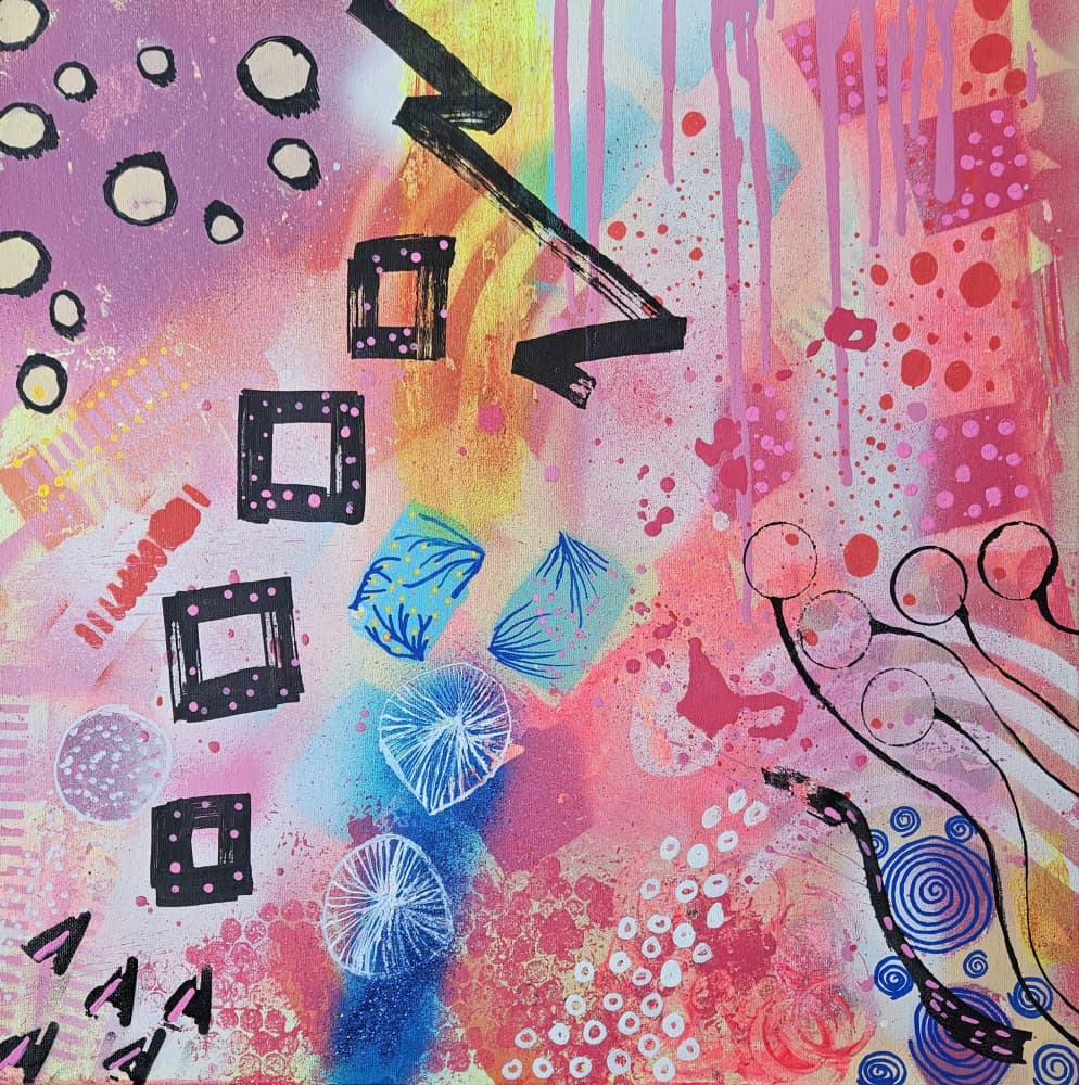 Vibrant Geometric Play by Olea Huuska — canvas wall art