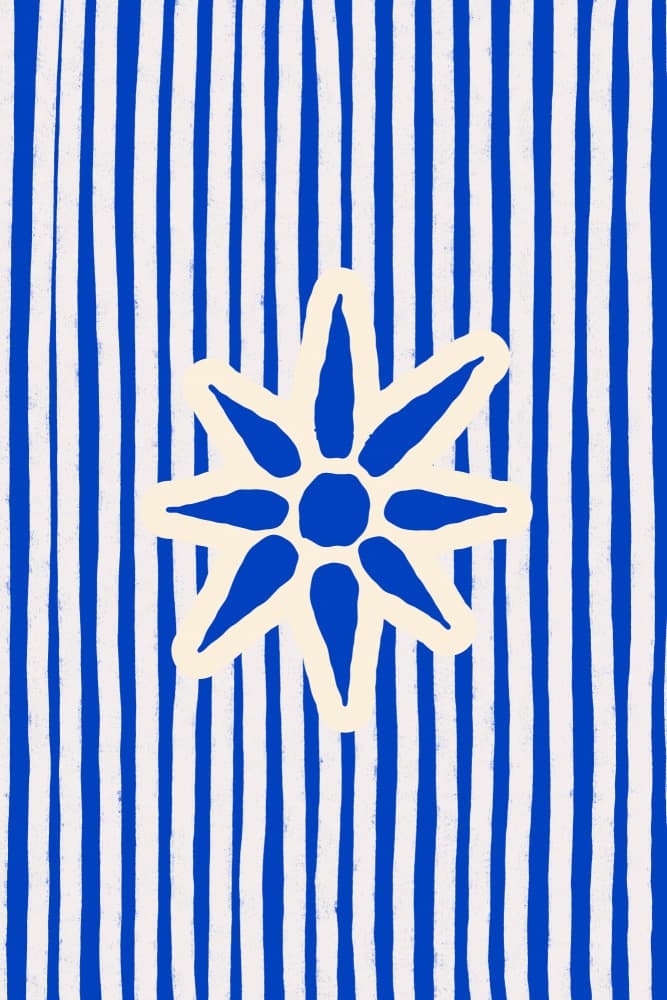 Blue Striped Star by Treechild — canvas wall art