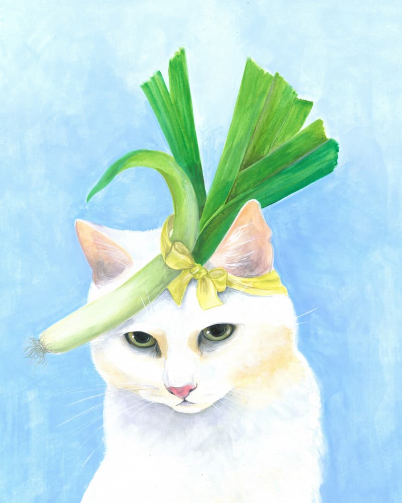 Cat in Chic Leek Hat by Isabelle Brent — canvas wall art