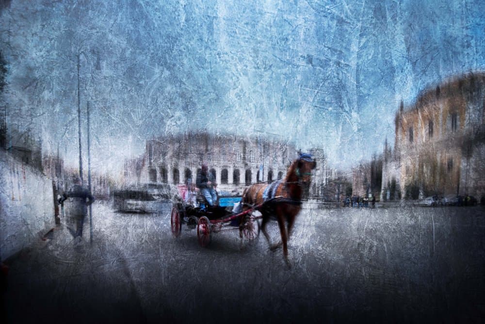 Roman Colosseum Carriage by Nicodemo Quaglia — canvas wall art