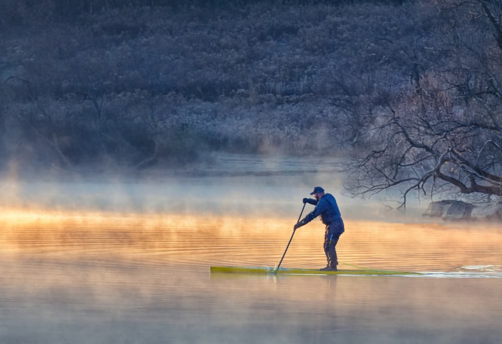 Misty Morning Paddle by Eric Zhang — canvas wall art