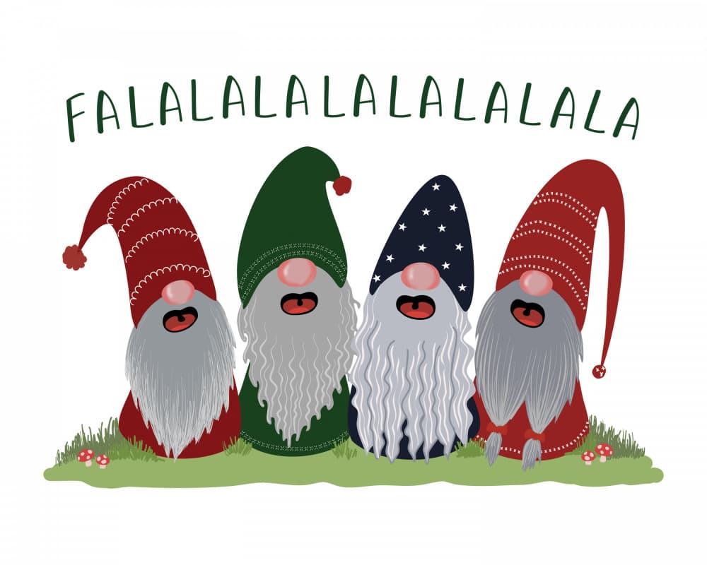 Singing Gnomes Falalala by Rosana Laiz Blursbyai — canvas wall art