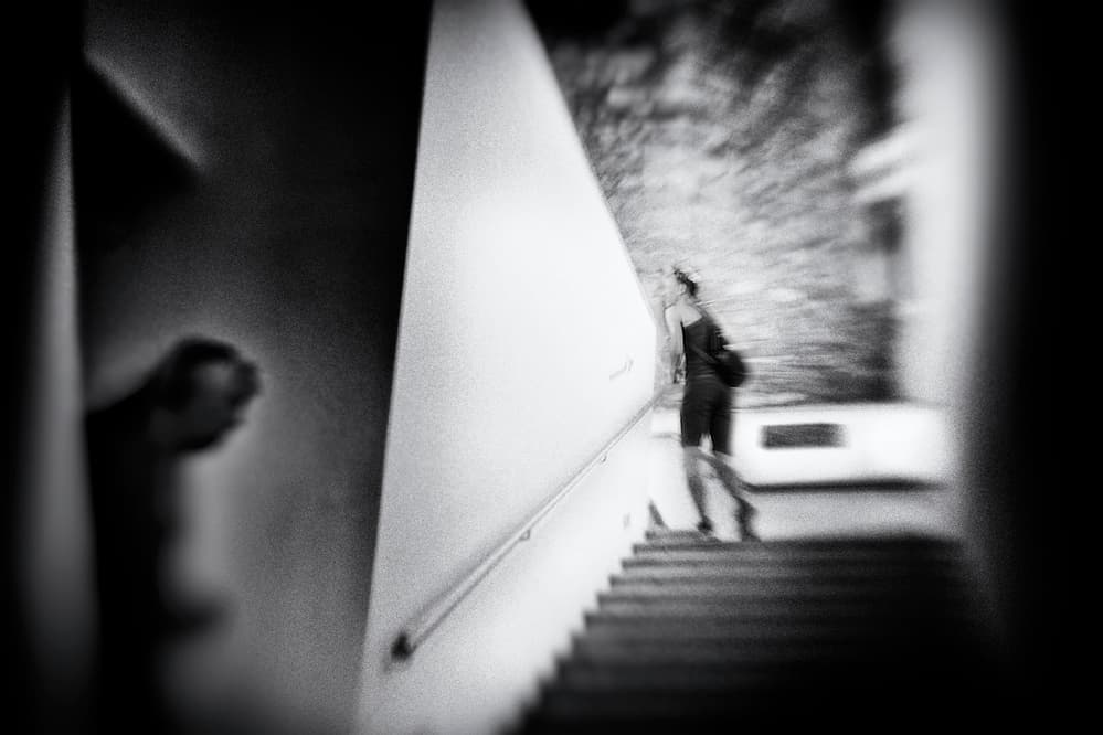 Woman Ascending Stairs by Ina Tänzer — canvas wall art
