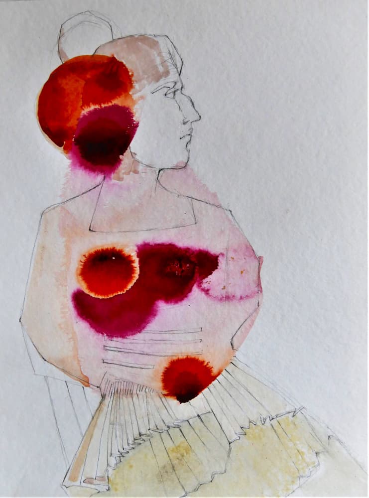 Woman in Red Profile by Doris Schmitz — canvas wall art